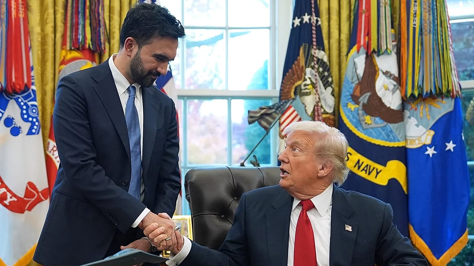 ABD Başkanı Donald Trump ve New York Belediye Başkanı Zohran Mamdani, Beyaz Saray, Washington, 21 Kasım 2025.