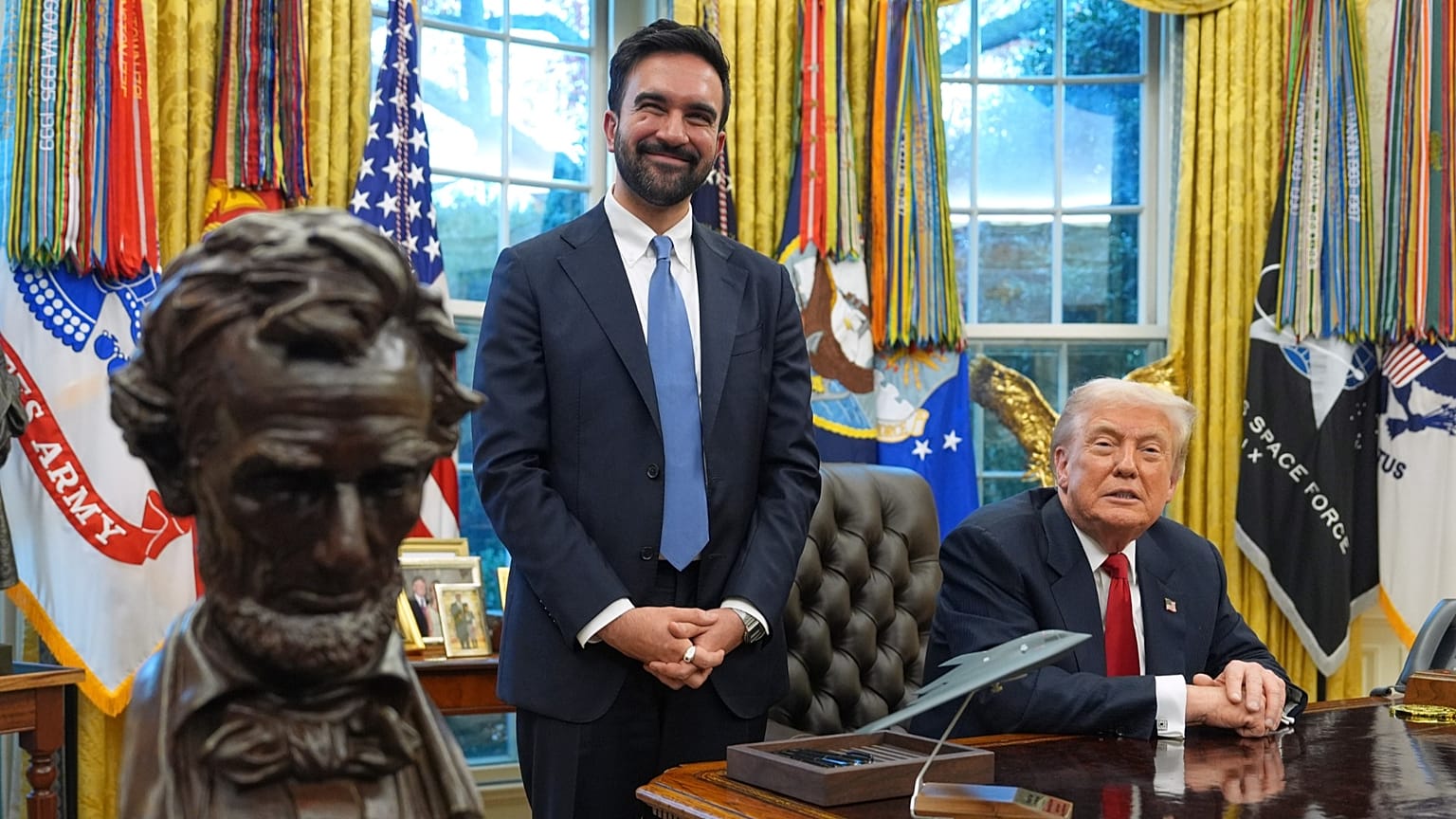 زهران ممدانی، شهردار جدید نیویورک در کنار دونالد ترامپ، رئيس جمهوری آمریکا در کاخ سفید