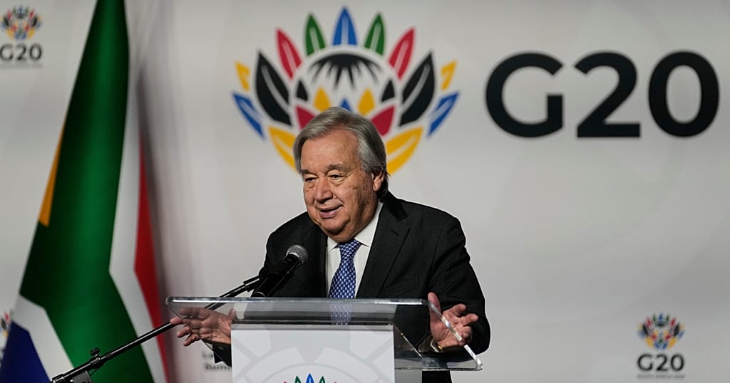 UN chief António Guterres calls on G20 leaders to tackle trade inequalities