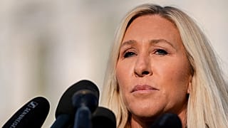 Rep. Marjorie Taylor Greene, R-Ga., speaks during a news conference on the Epstein Files Transparency Act, Tuesday, Nov. 18, 2025