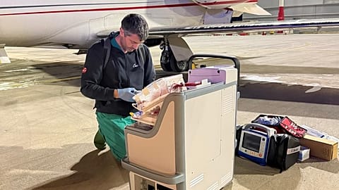 Transport für Herztransplantation von Athen nach Turin