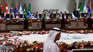 قادة العالم خلال الجلسة العامة في اليوم الافتتاحي لقمة العشرين في جوهانسبرغ، جنوب إفريقيا، السبت 22 نوفمبر 2025.