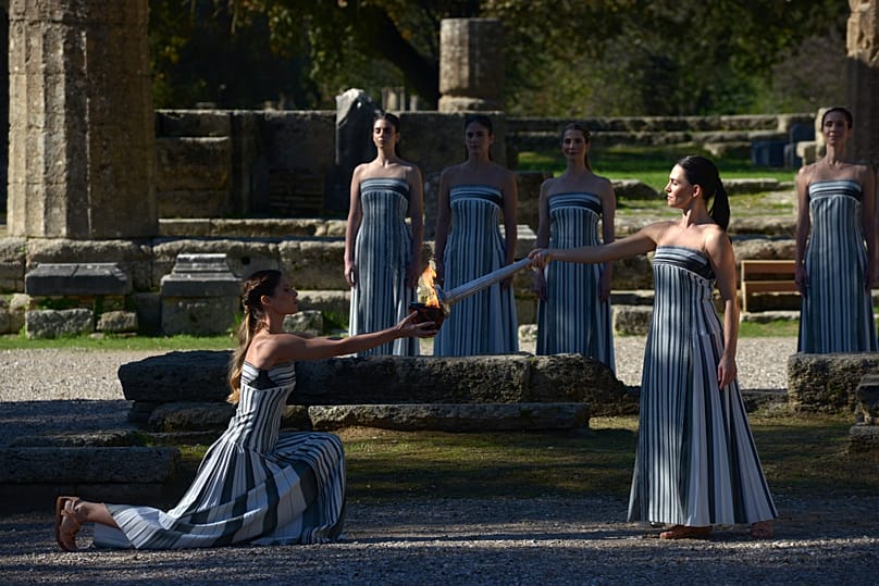 Εικόνα από την τελευταία πρόβα για την αφή της Ολυμπιακής Φλόγας την Δευτέρα 24/11