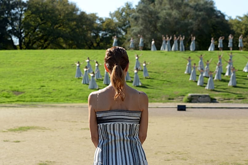 Εικόνα από την τελευταία πρόβα για την αφή της Ολυμπιακής Φλόγας την Δευτέρα 24/11