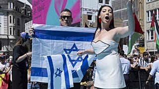 Israel's Yuval Raphael poses for a photo, during the opening ceremony of the 69th Eurovision Song Contest, in Basel, Switzerland, Sunday, May 11, 2025