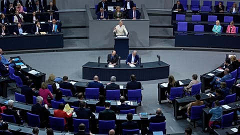 Alice Weidel, Co-Vorsitzende der Partei Alternative für Deutschland (AfD), im Deutschen Bundestag in Berlin, Mittwoch, 9. Juli 2025.