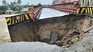 A bridge destroyed by a flash flood at North Tapanuli, North Sumatra Province, Indonesia Tuesday, Nov. 25, 2025