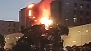 Imagen del fuego en el hospital murciano.
