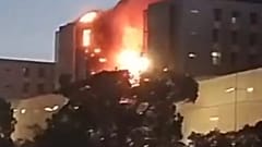 Imagen del fuego en el hospital murciano.