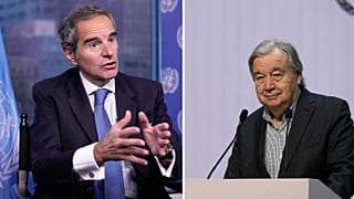 رافائل گروسی سمت چپ، آنتونیو گوترش سمت راست