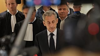 FILE: Former French President Nicolas Sarkozy speaks with the media after a Paris court sentenced him to 5 years, 25 September 2025