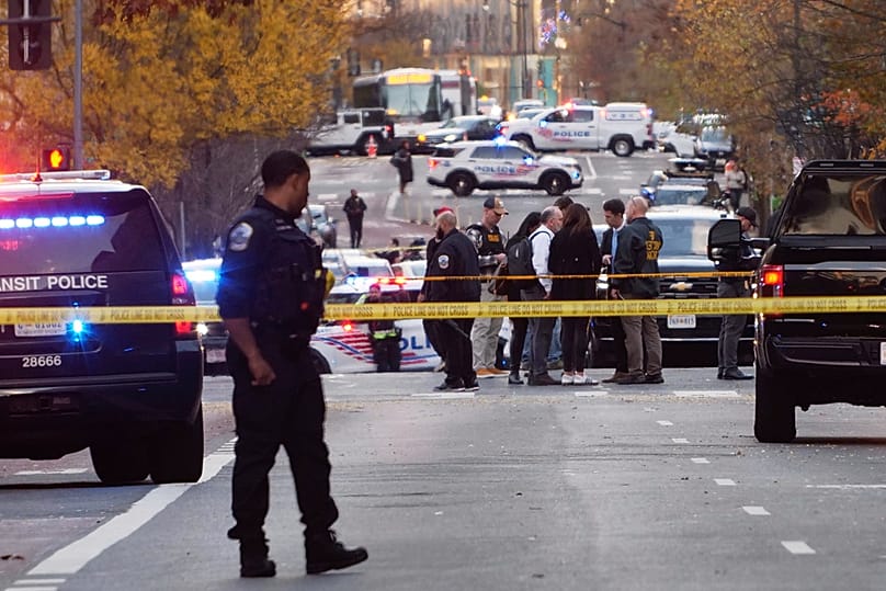 Streets are blocked after reports that two National Guard soldiers were shot near the White House in Washington, Wednesday, Nov. 26, 2025