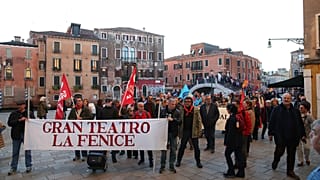Members of Venice’s La Fenice opera house demand superintendent Nicola Colabianchi and music director Beatrice Venezi, in Venice, Italy, 10 November 2025