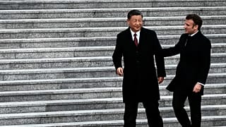 Chinese President Xi Jinping, left, and France's President Emmanuel Macron.