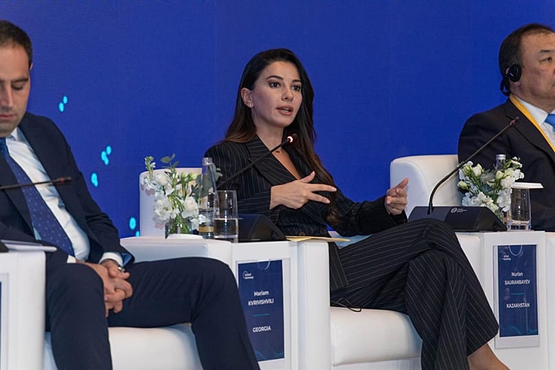 Georgia’s Deputy Minister of Economy Mariam Kvrivishvili takes part in a panel discussion in Tashkent.