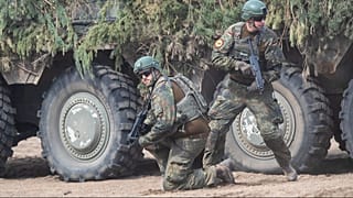 Deutsche Soldaten am 29. Mai 2024 an der litauisch-deutschen internationalen Militärübung Grand Quadriga 2024