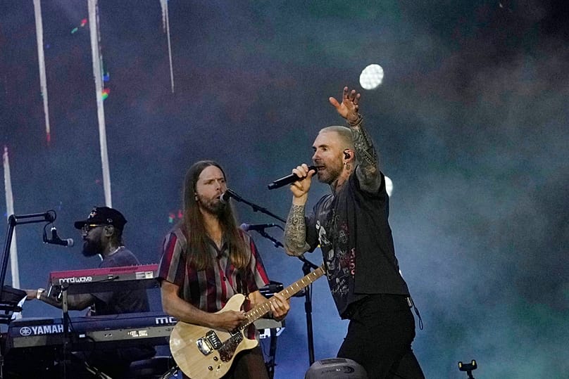 Adam Levine se produit lors des débuts de Maroon 5 en Inde, produits et promus par BookMyShow Live à Mumbai, en Inde, le mardi 3 décembre 2024.