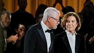 FILE - Armani Chairman Pantaleo Dell’Orco, left, and Giorgio Armani's niece Silvana Armani at Giorgio Armani Spring/Summer 2026 collection show in Milan, Italy. 26 Sept 2025.