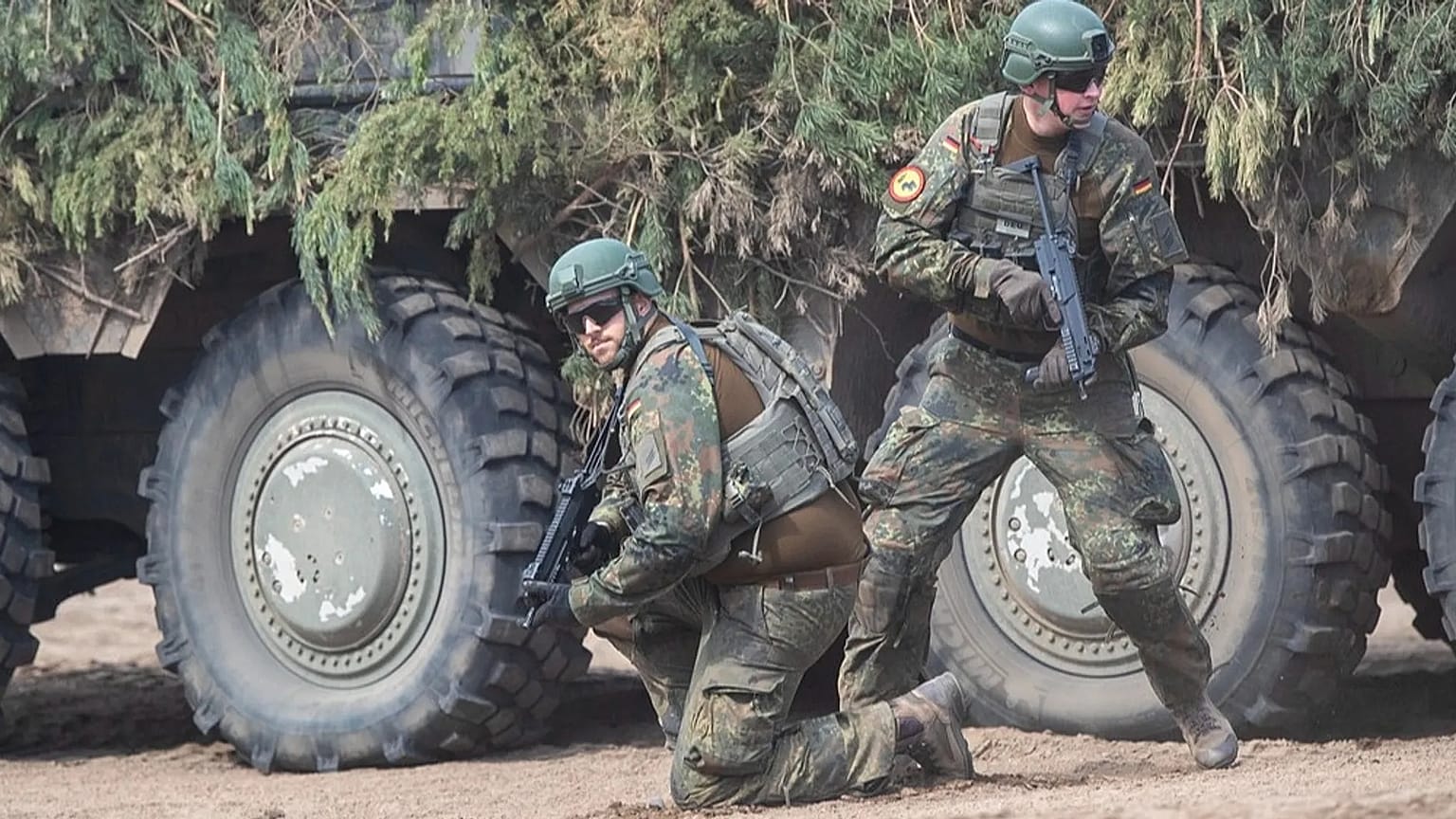 German soldiers taking part in the Lithuanian-German international military exercise Grand Quadriga 2024 on 29 May 2024