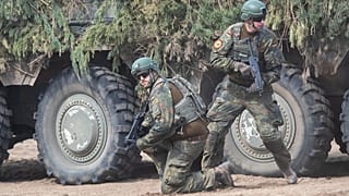 German soldiers taking part in the Lithuanian-German international military exercise Grand Quadriga 2024 on 29 May 2024