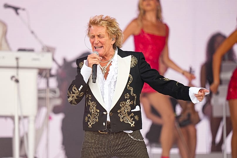 Rod Stewart a Glastonbury fesztiválon, 2025. június 29-én