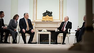 Orbán Viktor Vlagyimir Putyin orosz elnökkel találkozik Moszkvában 2025. november 28.-án. 