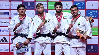 Abu Dhabi Grand Slam 2025, -73 kg, MAKHMADBEKOV Makhmadbek, CARGNIN Daniel, STUMP Nils, ASADULLOEV Muhiddin