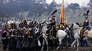 History enthusiasts dressed in regimental costumes take part in a re-enactment of Napoleon's famous battle of Austerlitz, celebrating its 220th anniversary,
