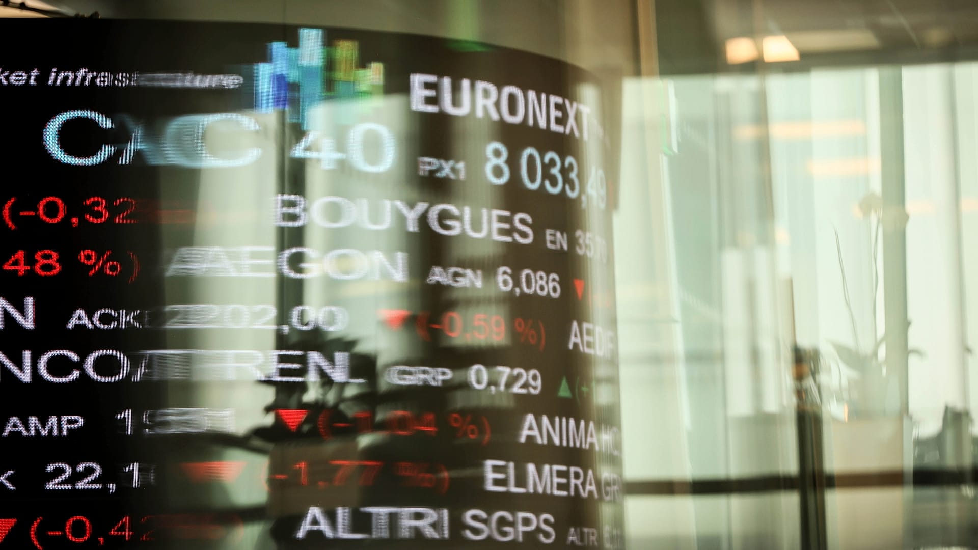 ARQUIVO. Vista da sala de supervisão da Euronext France. 21 de março de 2021.