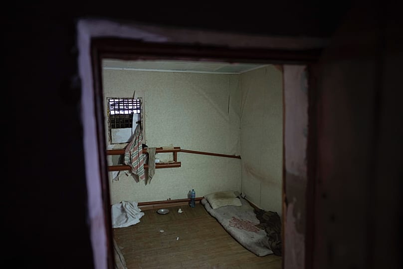FILE: A room in a police department in Izium, Ukraine, where Ukrainian civilians were held and tortured by Russian soldiers. Sept. 22, 2022.