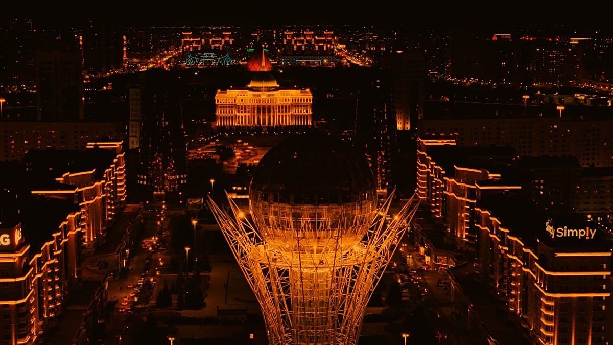 Cities across Kazakhstan lit orange to raise awareness of violence against women