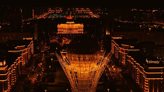 Cities across Kazakhstan lit orange to raise awareness of violence against women