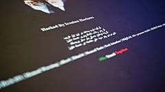 Ein Bild eines von iranischen Hackern durchgeführten Hacks, aufgenommen in London am Donnerstag, den 8. Juni 2017.