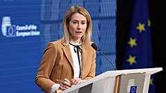 Kaja Kallas, Haute représentante, après une réunion des ministres de la défense lundi.