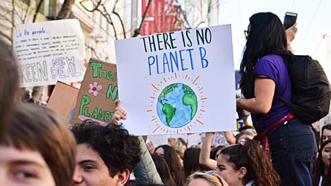 Protesters gather at Union Square in San Fransisco, US.