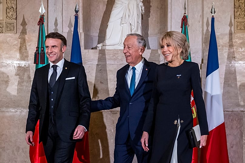 Marcelo Rebelo de Sousa com Emmanuel e Brigitte Macron