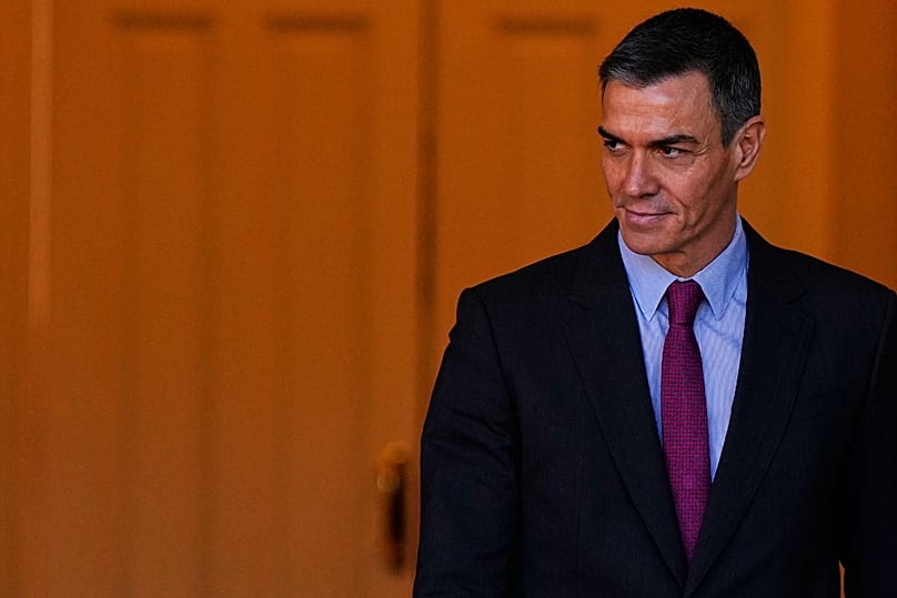 Spanish Prime Minister Pedro Sanchez arrives for a meeting with German President Frank-Walter Steinmeier at the Moncloa Palace in Madrid, Spain, Thursday, Nov. 27, 2025. 