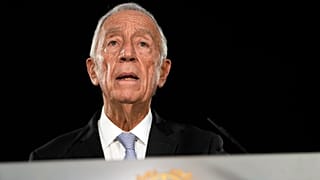Portuguese President Marcelo Rebelo de Sousa addresses the country after hosting a meeting of the Council of State at the Belem presidential palace in Lisbon, 9 November 2023
