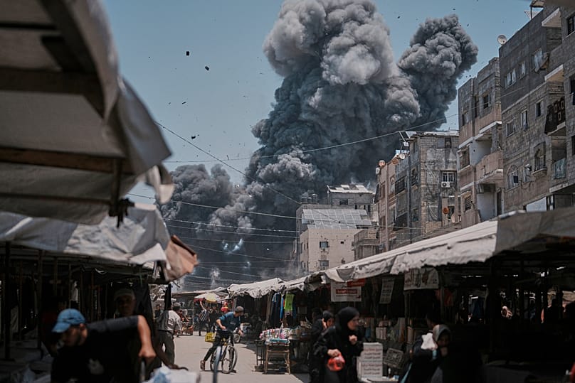 Smoke rises from an Israeli strike in Gaza City, 1 June, 2025