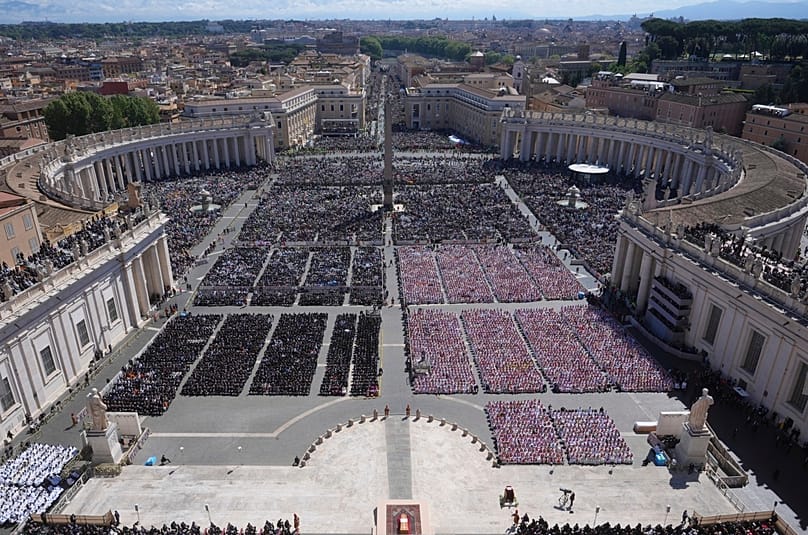 Vista del funeral del Papa en la Plaza de San Pedro del Vaticano, el sábado 26 de abril de 2025.