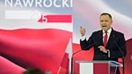 Zdj. archiwalne: Karol Nawrocki, popierany przez konserwatywną partię Prawo i Sprawiedliwość, przedstawia swój program przed wyborami prezydenckimi w Polsce, 2.03.2025 r.