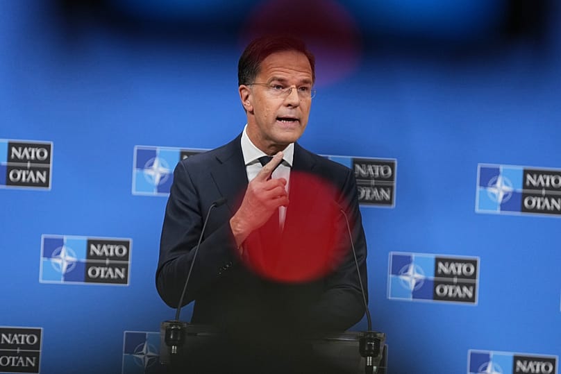 NATO Secretary General Mark Rutte speaks during a pre-ministerial media conference at NATO headquarters in Brussels, 2 December, 2025
