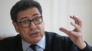 France's Philippe Aghion gestures during an interview with the Associated Press after winning the Nobel prize in economics Monday, Oct. 13, 2025 in Paris.