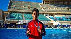 صورة متداولة على مواقع التواصل الاجتماعي للطفل السباح المصري يوسف محمد، الاربعاء 3 ديسمبر 2025.