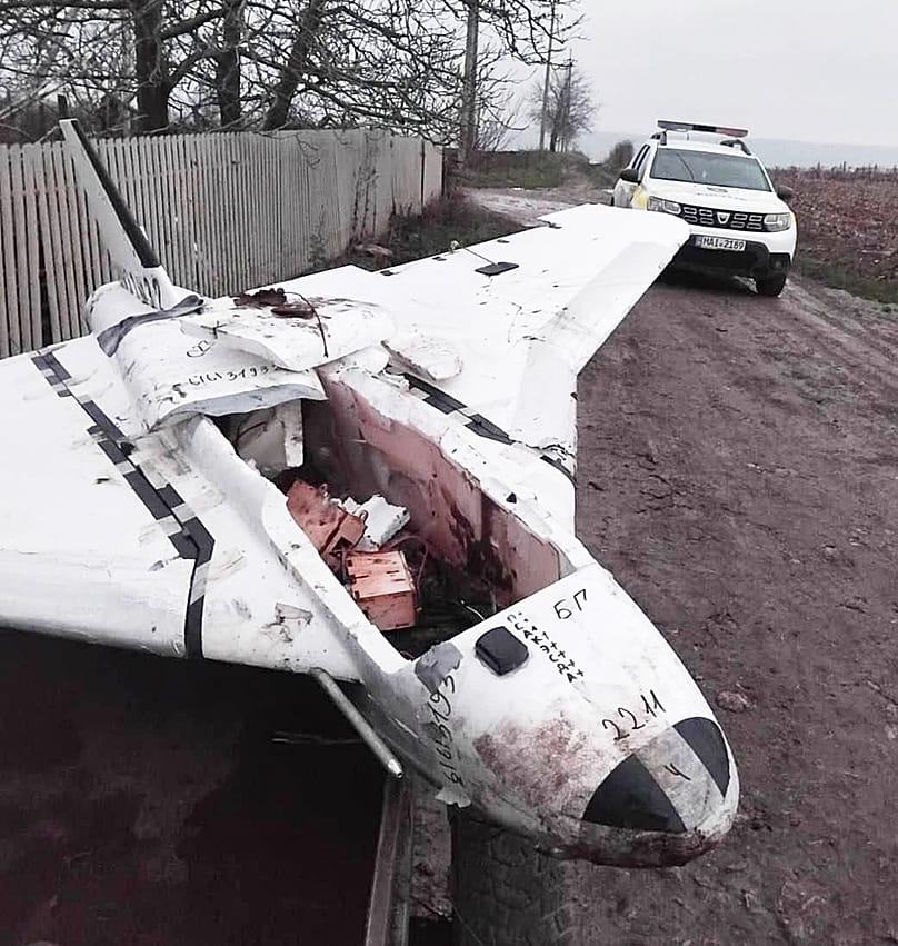 This image released by Moldovan Police shows a drone in Pepeni, 3 December, 2025