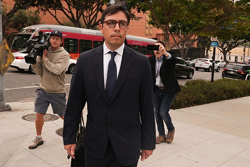 Dr. Salvador Plasencia leaves federal court on 23 July 2025 in Los Angeles, after pleading guilty