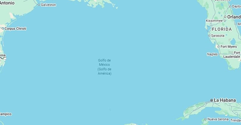 Imagen de Google Maps del Golfo de México.