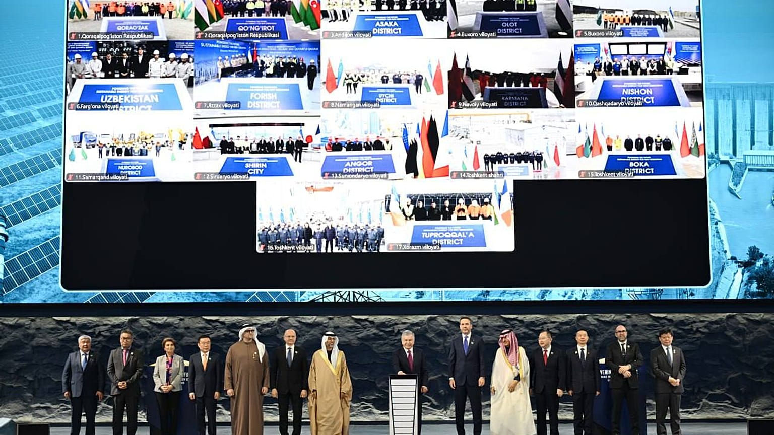 Uzbekistan’s President Shavkat Mirziyoyev, together with international partners, launches 42 new energy projects