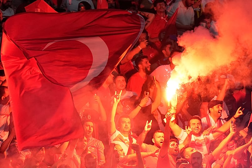 Turkish football fans during the quarterfinal match between the Netherlands and Turkey at Euro 2024 in Berlin, 6 July, 2024