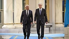 EU Council President Antonio Costa and Kazakh President Kassym-Jomart Tokayev at the latter's presidential residence.